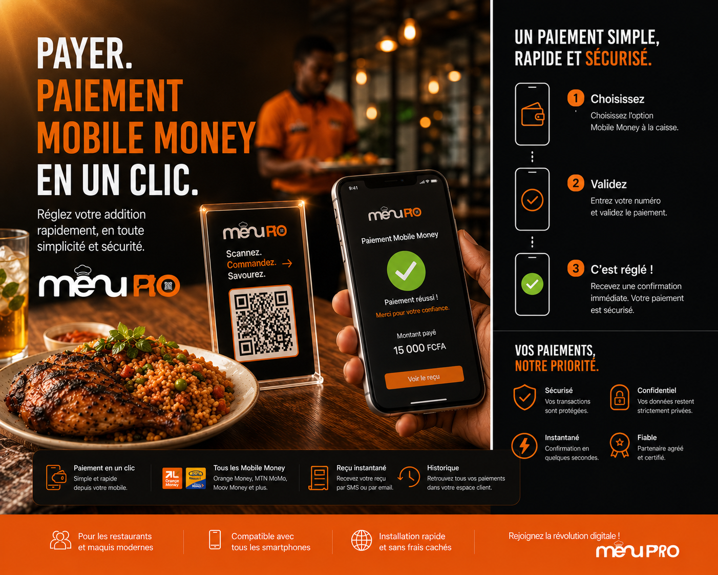 MenuPro - Paiement Mobile Money en un clic